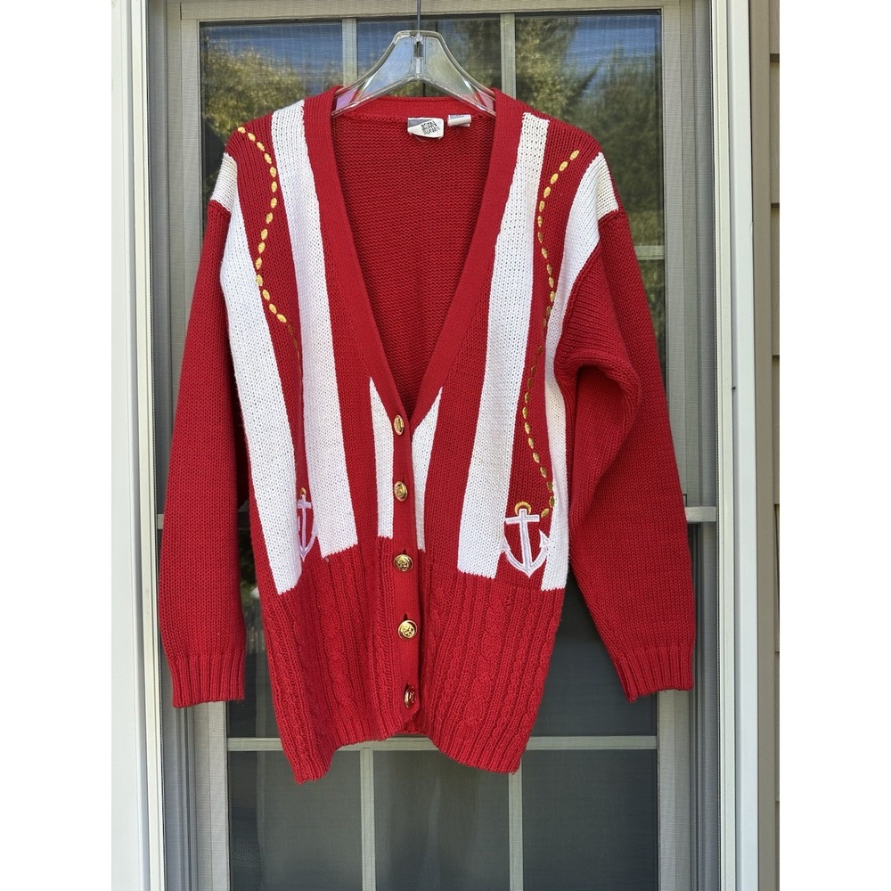 Vintage Jason Maxwell Cardigan Nautical Sweater Size Medium